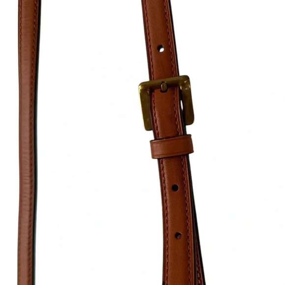 RALPH LAUREN Light Khaki/Tan Signature Canvas Swing Pack Crossbody Leather Trim - Picture 3 of 15